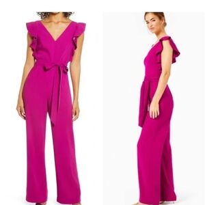 Lilly Pulitzer Magenta Ruffle Jumpsuit 0